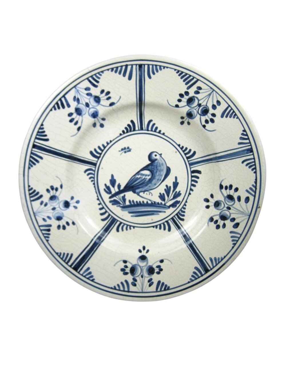Vintage Ceramic Blue Bird Plate Floral Design 12 Inches Diameter Wall Decor